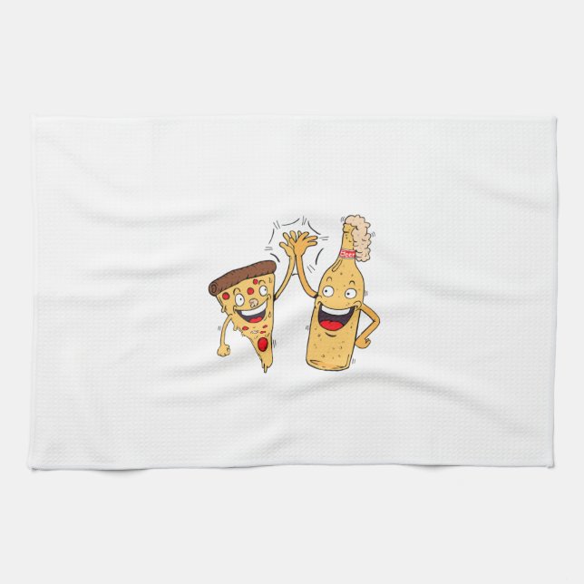 Best Buddies Pizza and Beer Kitchen Towel (Horizontal)