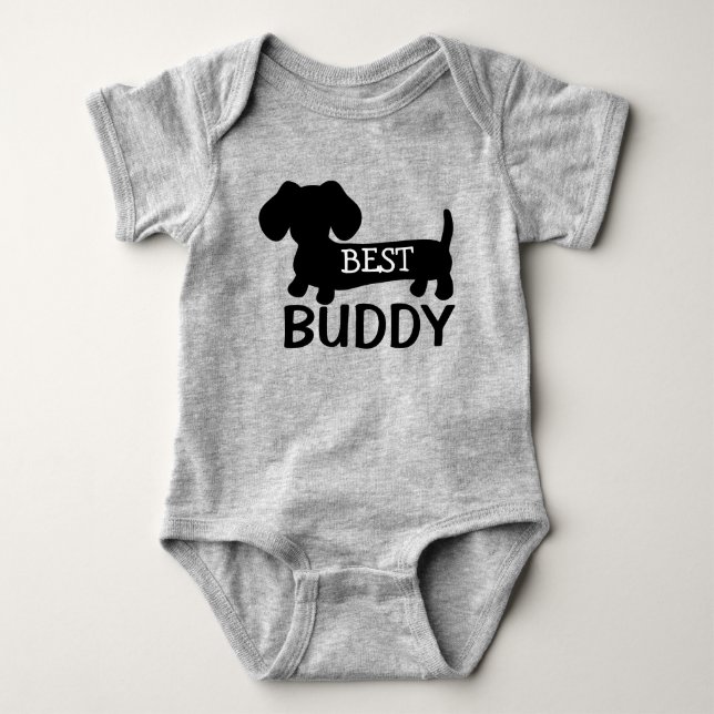 Best Buddy Dachshund One Piece Baby Outfit Baby Bodysuit (Front)