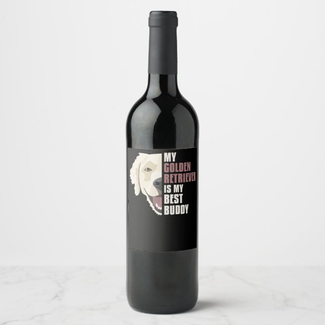 Best Buddy, Golden Retriever Wine Label (Front)
