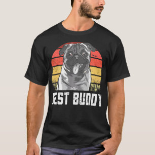 Best Buddy Pug Dog Breed Vintage Dog Lover Puppy D T-Shirt