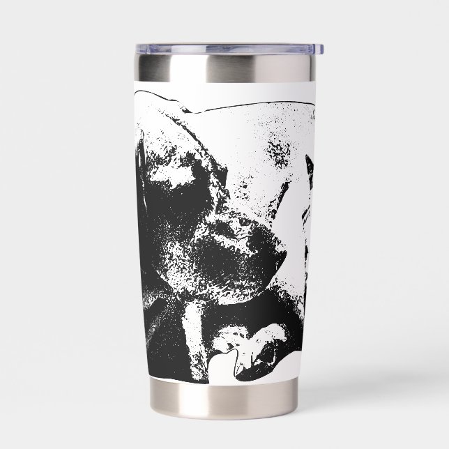 Best Buds—Dog & Cat, Bold B&W Insulated Tumbler (Left)