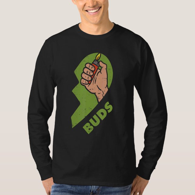 Best Buds Weed Matching Couple  Lighter Stoner Fri T-Shirt (Front)