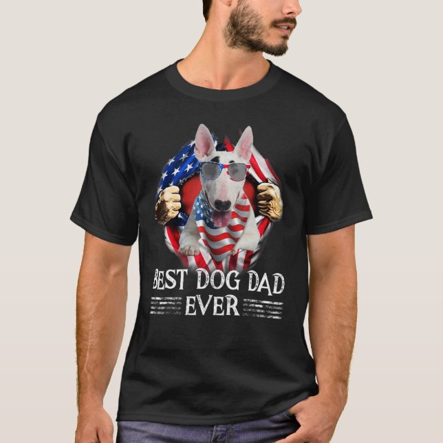 Best Bull Terrier Dad Ever American Flag  For Men T-Shirt (Front)