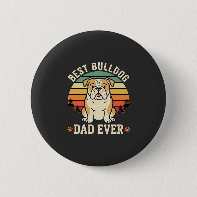 Best Bulldog Dad Ever Retro Vector Button (Front)