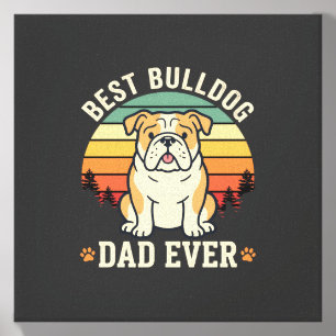 Best Bulldog Dad Ever Retro Vector Canvas Photo Tile