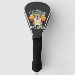 Best Bulldog Dad Ever Retro Vector Golf Head Cover