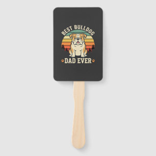 Best Bulldog Dad Ever Retro Vector Hand Fan