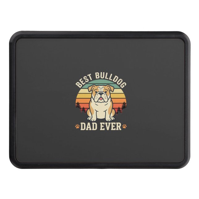 Best Bulldog Dad Ever Retro Vector Hitch Cover (Front)