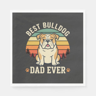 Best Bulldog Dad Ever Retro Vector Napkins