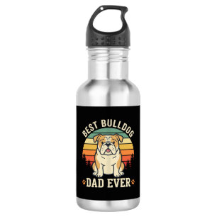 Best Bulldog Dad Ever Retro Vector Stainless Steel Water Bottle