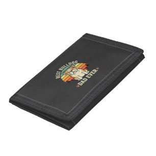 Best Bulldog Dad Ever Retro Vector Trifold Wallet