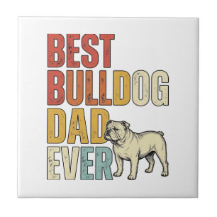 Best Bulldog Dad Ever Vintage Engraving Shirt Desi Ceramic Tile