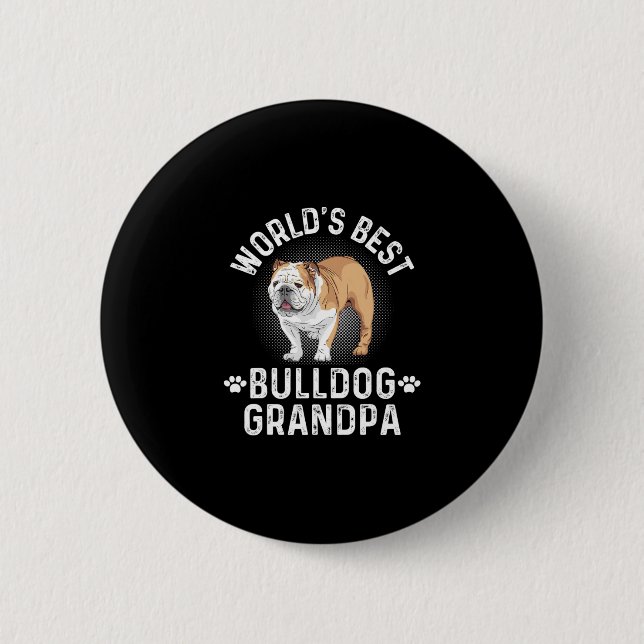 Best Bulldog Grandpa - Dog Grandfather  Button (Front)