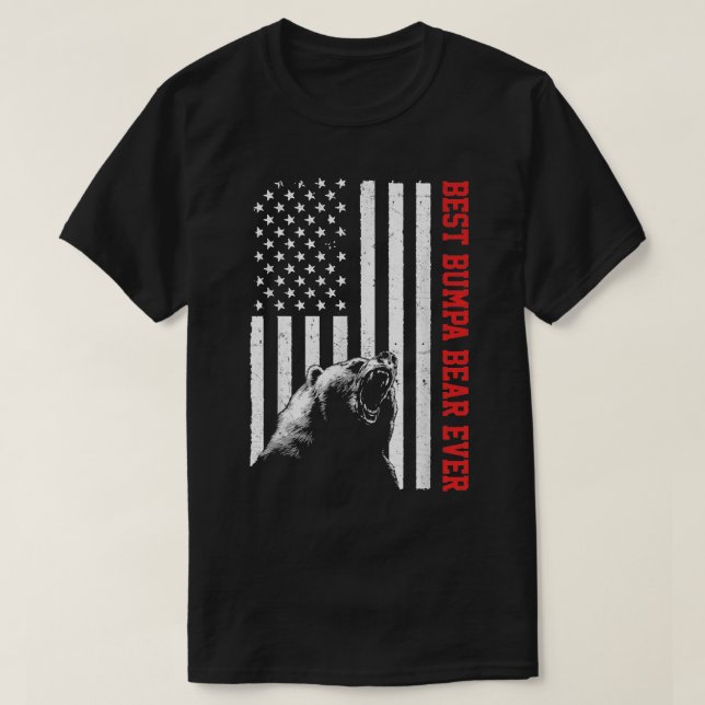 Best Bumpa Bear Ever USA American Flag Father's Da T-Shirt (Design Front)