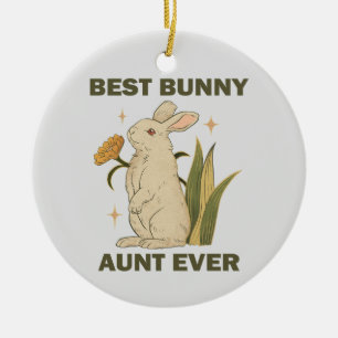 Best Bunny Aunt Ever Cute Kawaii Family Party  Ceramic Ornament