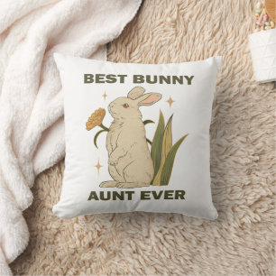Best Bunny Aunt Ever Cute Kawaii Family Party  Throw Pillow