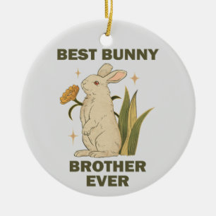 Best Bunny Brother Ever Bunnies Lovers Cool Rabbit Ceramic Ornament