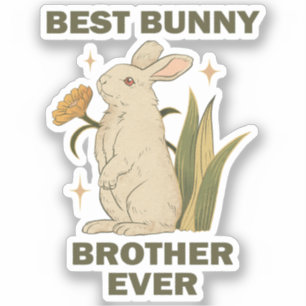 Best Bunny Brother Ever Bunnies Lovers Cool Rabbit Sticker
