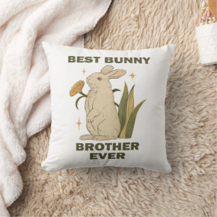 Best Bunny Brother Ever Bunnies Lovers Cool Rabbit Throw Pillow