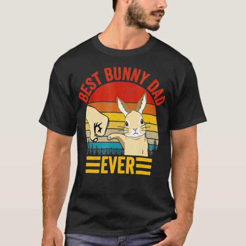 Best Bunny Dad Ever Vintage Rabbit Lover Father T_Shirt