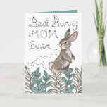 Best Bunny Mom Ever Cute Rabbit Text Birthday Card