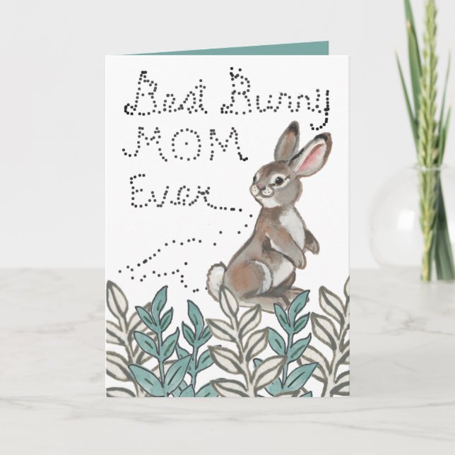 Best Bunny Mom Ever Cute Rabbit Text Mother's Day  Card (Front)