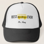 Best Bus Driver Ever Personalized Yellow Black Trucker Hat at Zazzle