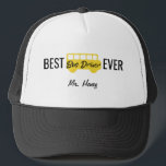 Best Bus Driver Ever Personalized Yellow Black Trucker Hat<br><div class="desc">Personalized Best Bus Driver Ever Yellow and Black School Bus Hat. Black font reads "BEST BUS DRIVER EVER". Add name to personalized. Fun yellow school bus in center. Contact for custom designs. www.SamAnnDesigns.com</div>