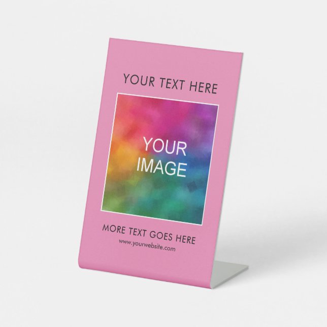 Best Business Company Logo Text Here Modern Pink Pedestal Sign (Front)