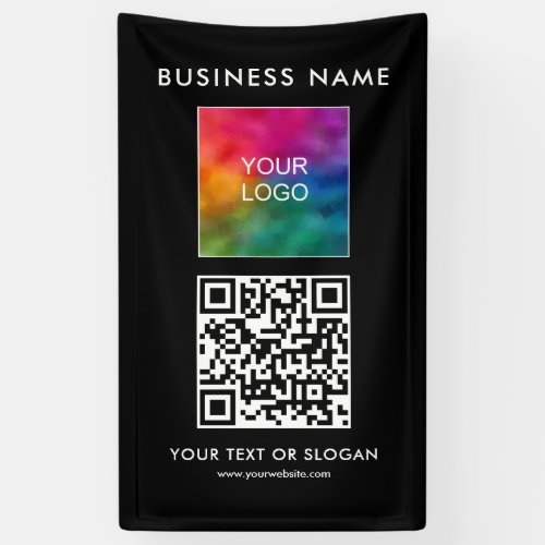 Best Business Logo QR Code Here Vertical Template Banner