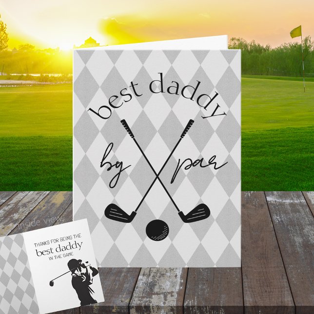 Best By Par Personalized Argyle Golf Folding Gift Card (Golf Best by Par Best in the Game Folding Gift Greeting Card for Him or Her)