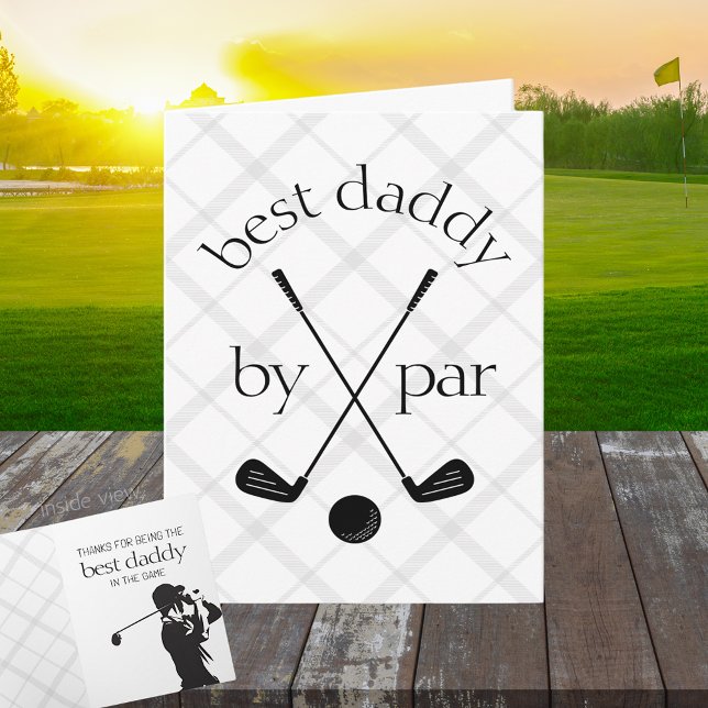 Best By Par Personalized Plaid Golf Folding Gift Card (Golf Best by Par Best in the Game Folding Gift Greeting Card for Him or Her)