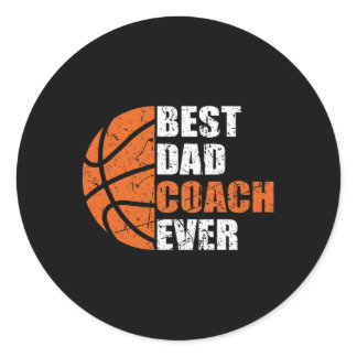 Best Bysketbyll Dad Coach Ever Fathers Day Retro B Classic Round Sticker