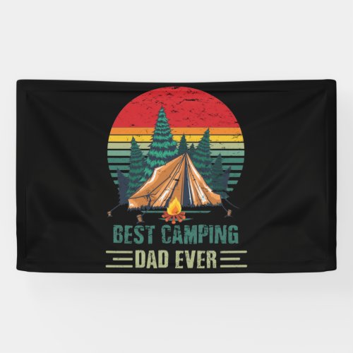 Best Camping Dad Ever Fathers Day Vintage Sunset Banner