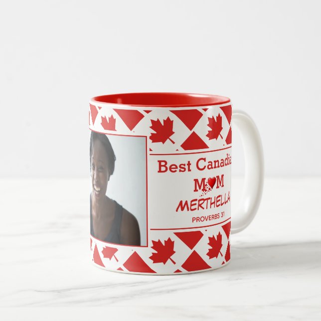 BEST CANADIAN MUM Photo Two-Tone Coffee Mug (Front Right)