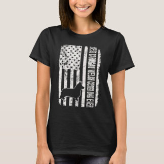 Best Cardigan Welsh Corgi Dad Ever American Flag T-Shirt