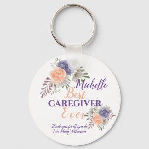 Best Caregiver Appreciation Floral Custom Keychain