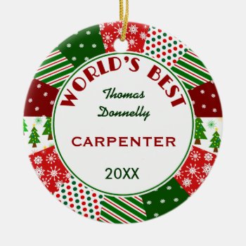 Best Carpenter Or Any Occupation Ceramic Ornament by CrazyCathiCreations at Zazzle