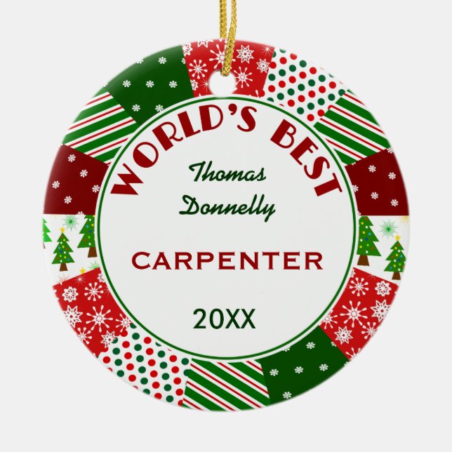 BEST CARPENTER or Any Occupation Ceramic Ornament (Front)