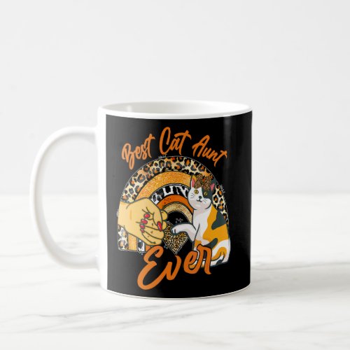 Best Cat Aunt Ever  Cat Leopard Rainbow Mothers D Coffee Mug