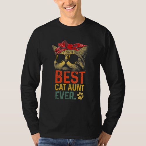 Best Cat Aunt Ever Vintage Cat  Cool Sunglasses T_Shirt