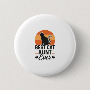 Best Cat Aunt Ever Vintage Sunset Cat Shirt Design Button