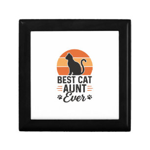 Best Cat Aunt Ever Vintage Sunset Cat Shirt Design Gift Box