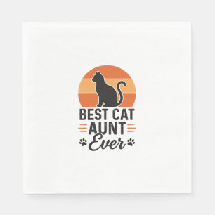 Best Cat Aunt Ever Vintage Sunset Cat Shirt Design Napkins