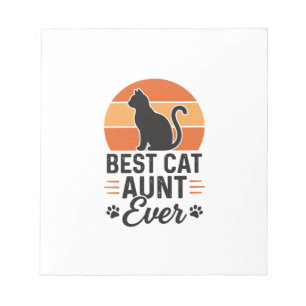 Best Cat Aunt Ever Vintage Sunset Cat Shirt Design Notepad
