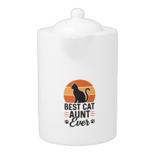 Best Cat Aunt Ever Vintage Sunset Cat Shirt Design Teapot
