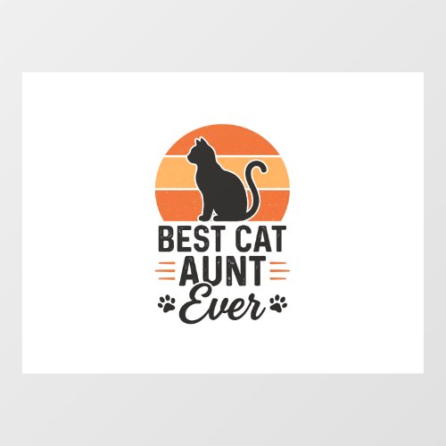 Best Cat Aunt Ever Vintage Sunset Cat Shirt Design Window Cling