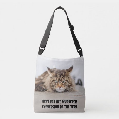 Best cat axe murderer expression crossbody bag