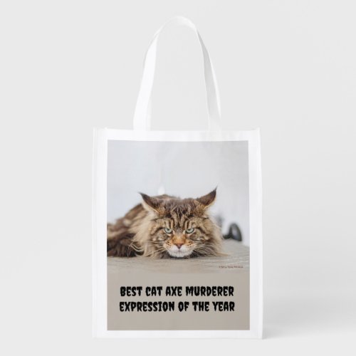 Best cat axe murderer expression grocery bag