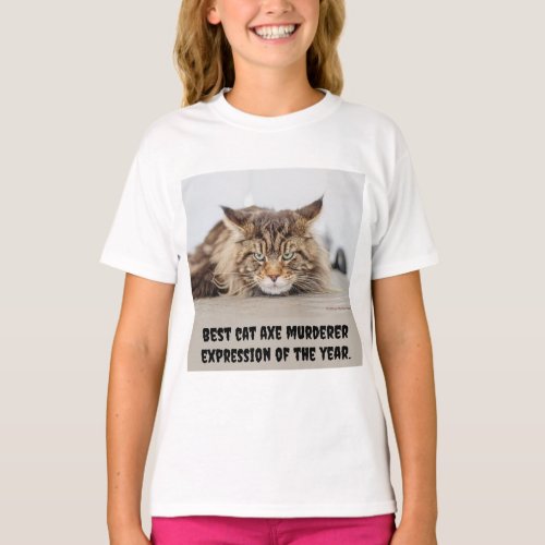 Best cat axe murderer expression T_Shirt